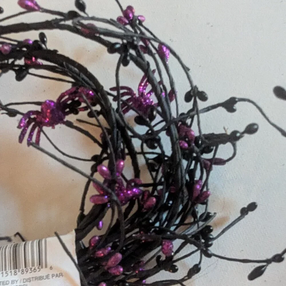 NWT Goth Spider Garland Halloween Decoration Purple Black Floral Ashland Decor